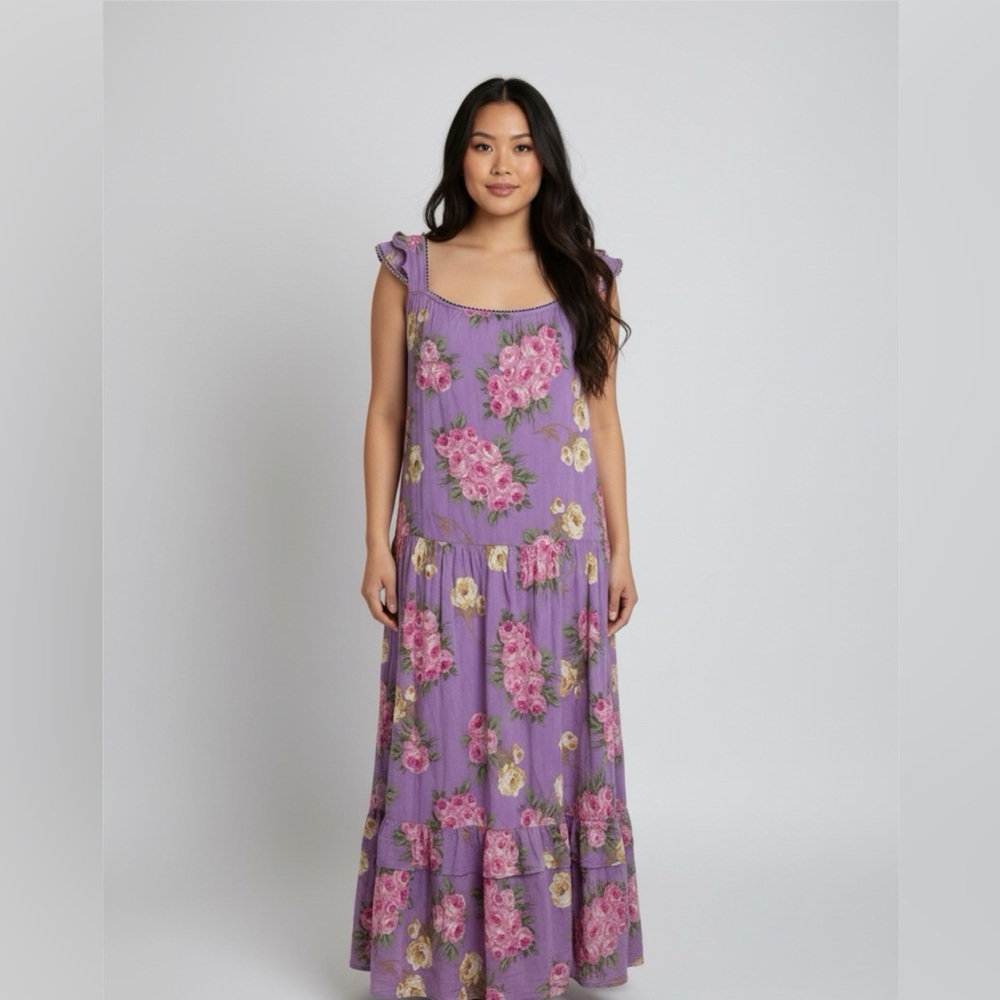 Betsey Johnson Purple Floral Maxi Dress